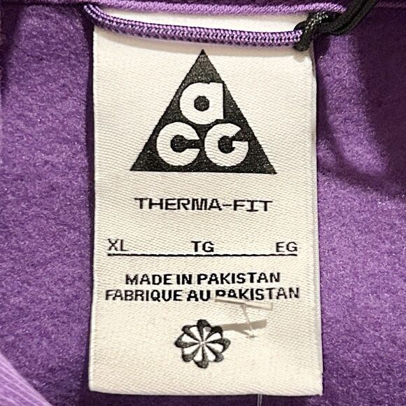 Nike ACG Therma-FIT Unisex Size XL Purple Fleece Loose Fit Pullover Hoodie - Picture 7 of 8